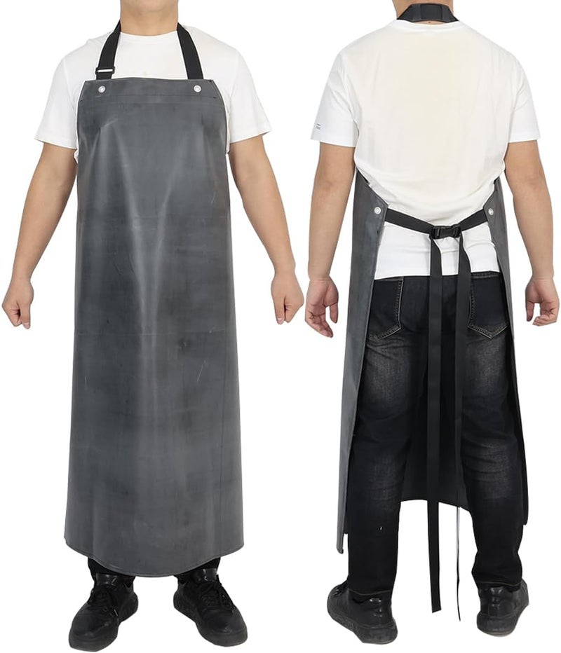 STPGIFC Thick Rubber Apron, Waterproof Apron Butcher Heavy Duty Chemical Resistant Adjustable Work Apron - Image 3